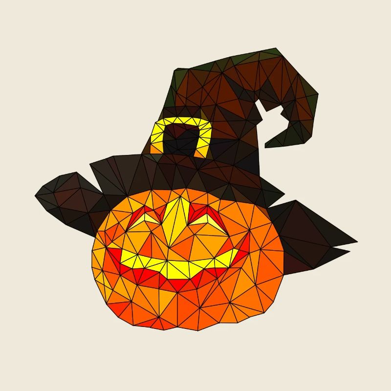 Polygonal Halloween Citrouille Triangulaire Poly Art