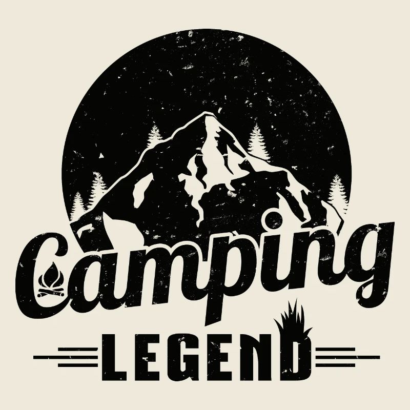 Camping Legend Grunge Style Black Camper Design