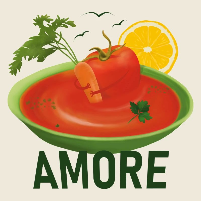 Câlin de tomates et de carottes dans une soupe à la tomate