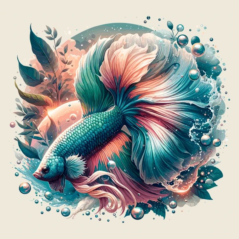 Betta splendens, colorful fish