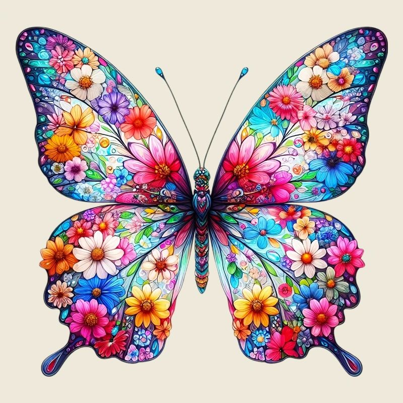 Butterfly decorated with flowers