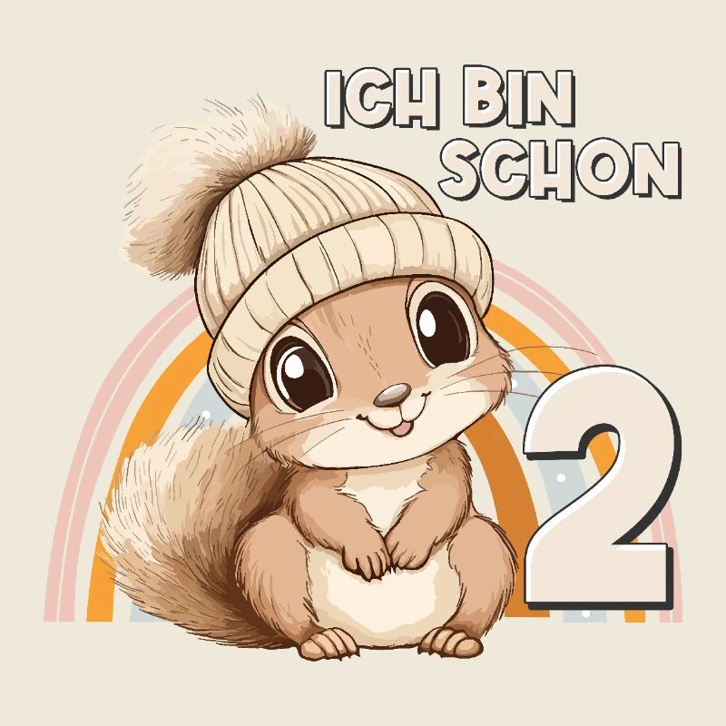2. Geburtstag Eichhörnchen Regenbogen Süß Niedlich