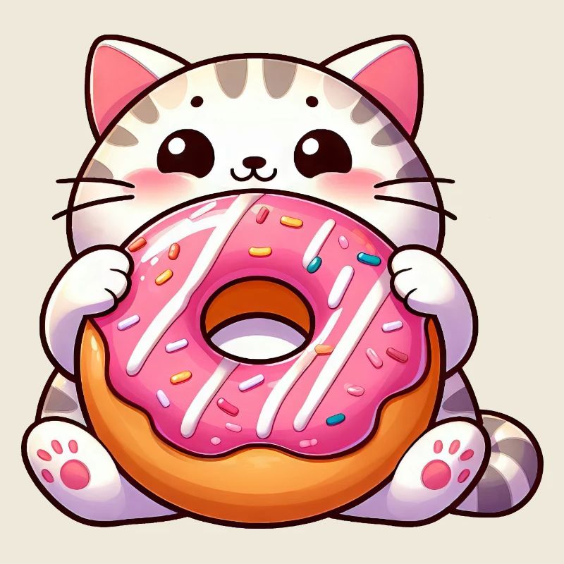 Chat mignon avec dessert beignet dent sucrée