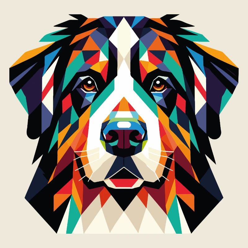 Chien prisme géométrique – Visage coloré
