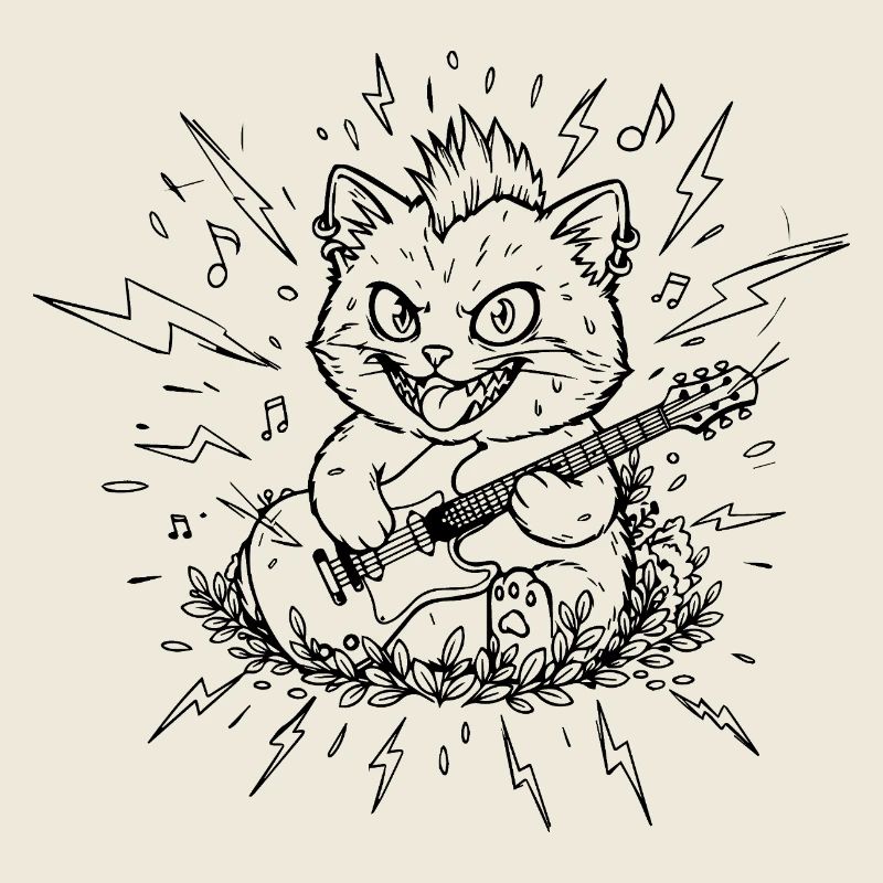 Punkrock-Katze mit Rebellenseele