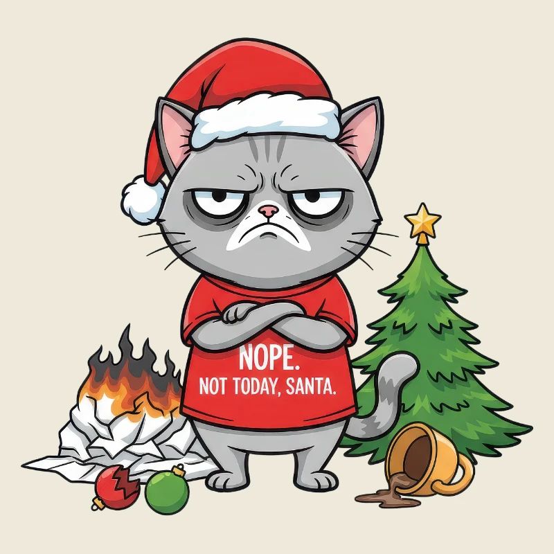 Grim Christmas cat refuses Santa
