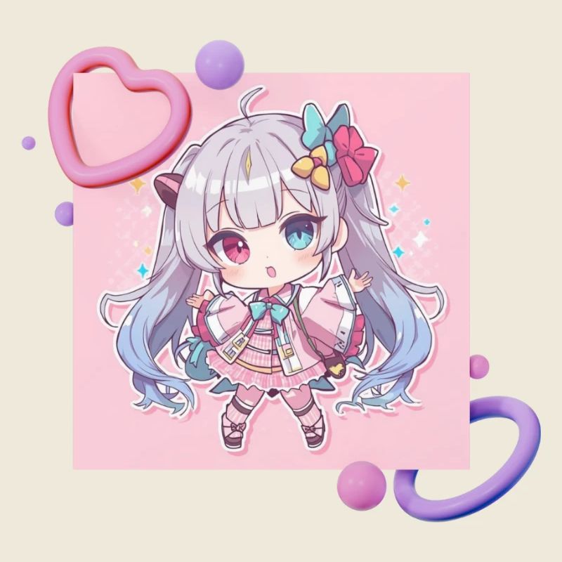 Accent en cœur chibi pastel