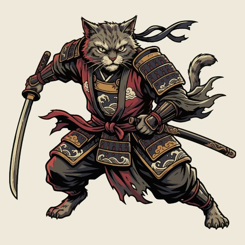 Chat Samouraï Guerrier