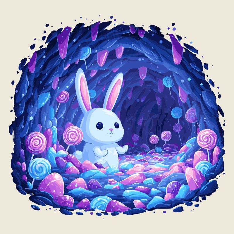 Blue Rabbit in the Crystal Forest
