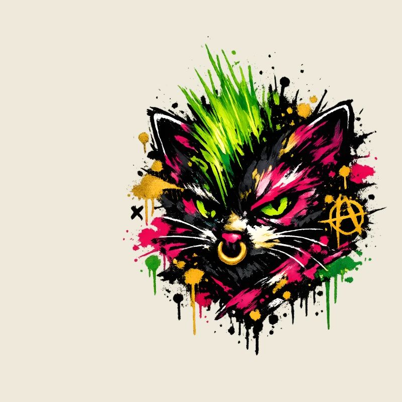 Éclaboussures de graffitis de chat néon