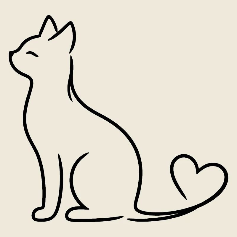 Chat élégant à queue de cœur | Ligne Minimal Love Ar
