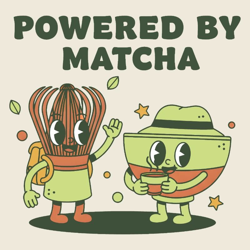 Powered By Matcha Green Tea Funny Matcha Lover