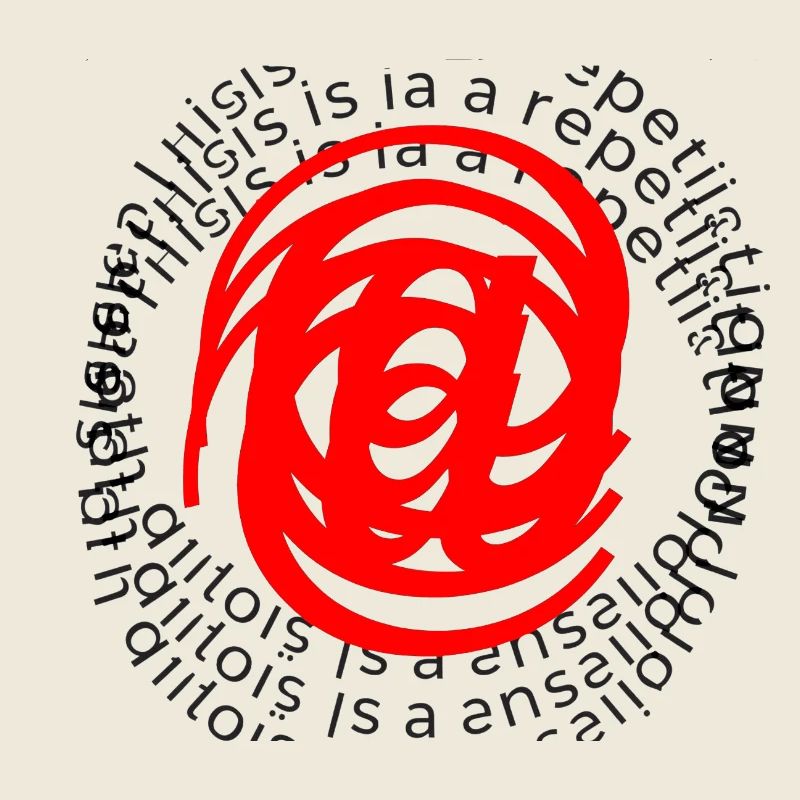 Spirale rouge dans un texte circulaire