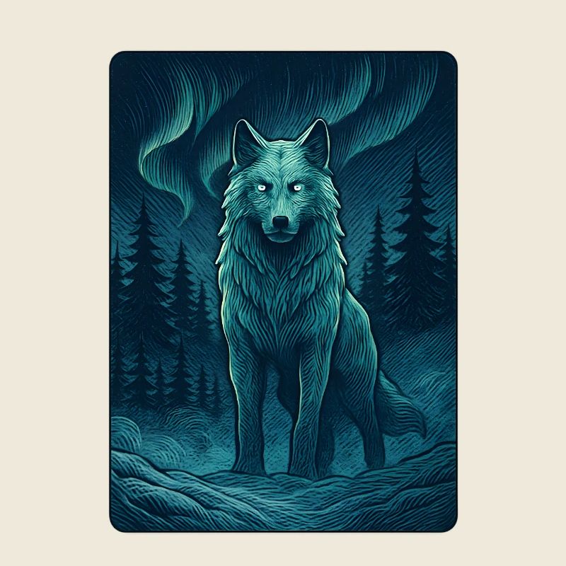 North wolf in the night forest