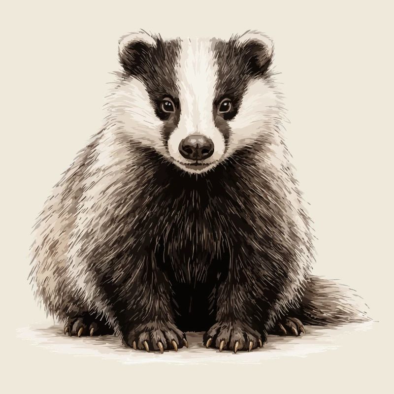 Badger illustration in vintage style