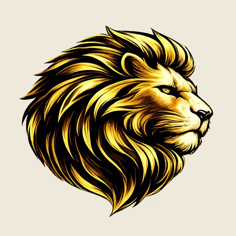 Illustration de la tête de lion dorée