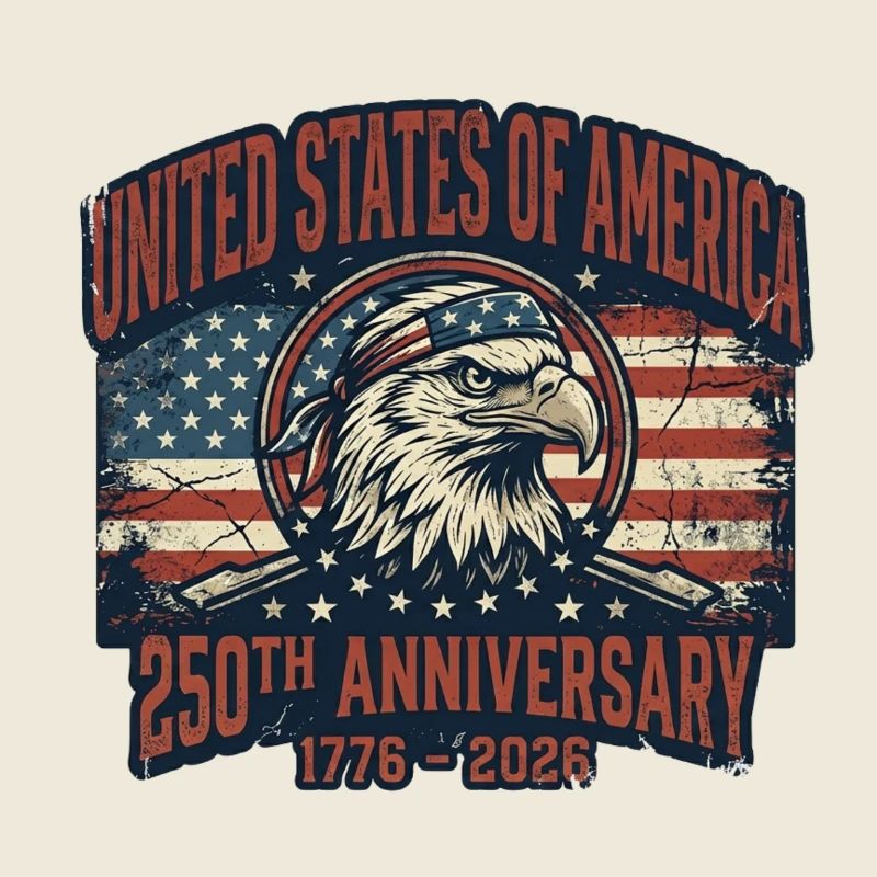 Aigle devant le drapeau américain – États-Unis 250 ans