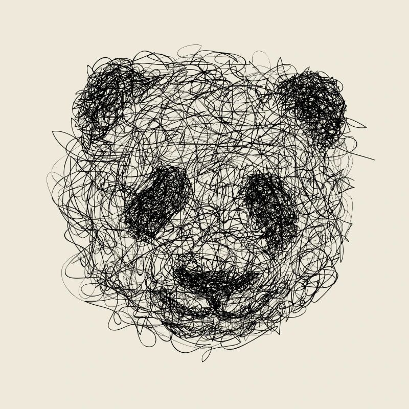 Panda dessin gribouillage - Panda scribble art