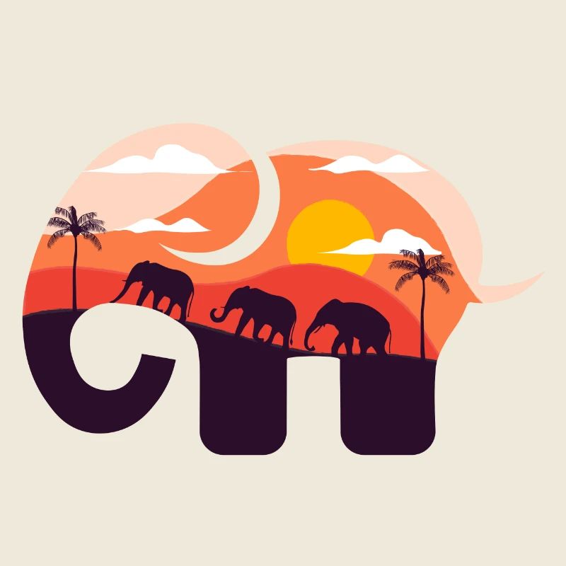 Elefant Savanne Sonnenuntergang