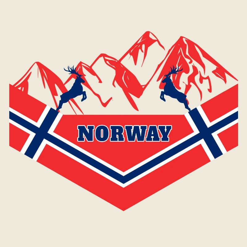 Norvège Montagnes / Élan cadeau de drapeau