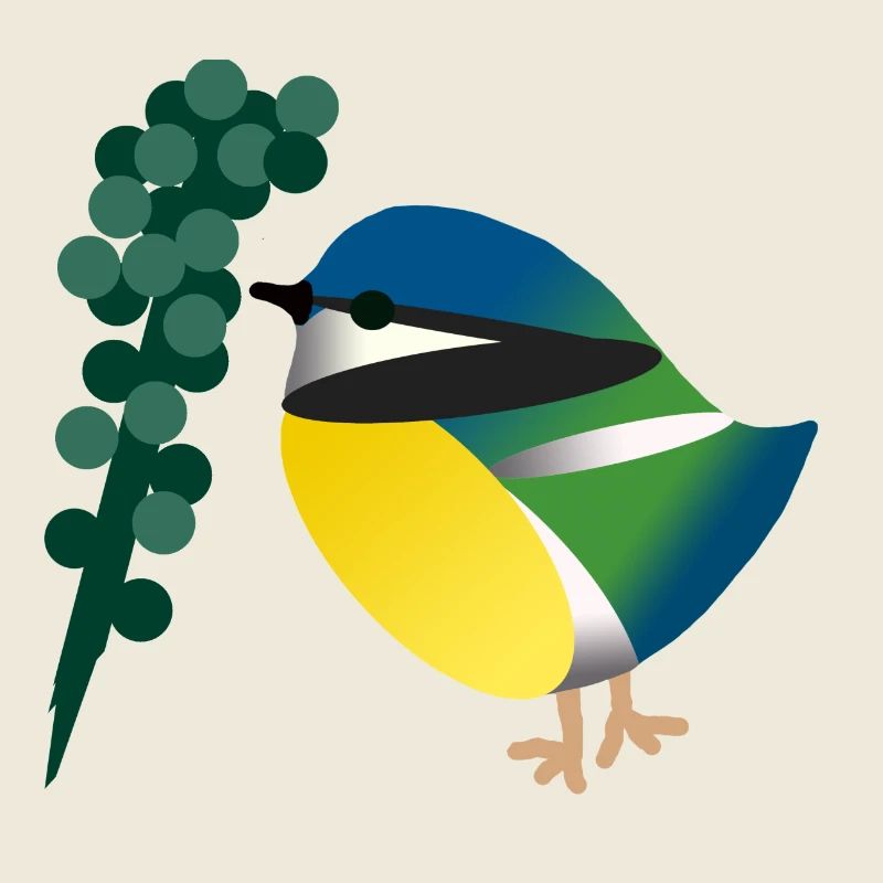 Petit Oiseau Coloré et Baies