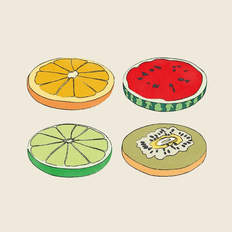 Früchte Scheiben Sommer Lecker Spaß Geschenk