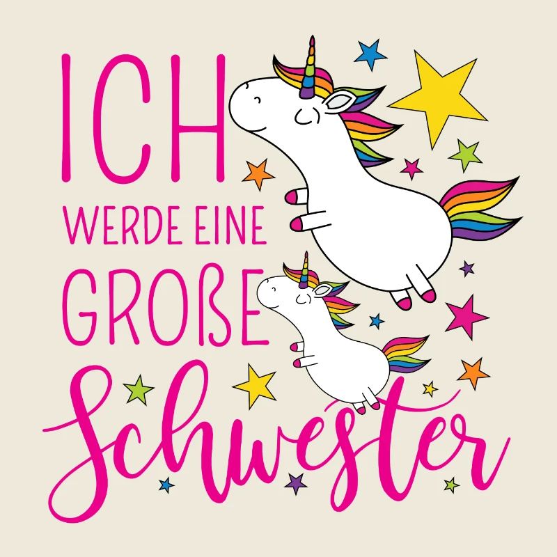 Große Schwester Einhorn Einhörner pink Sterne bunt