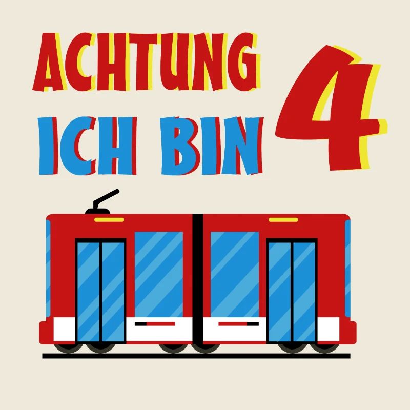 4 Jahre Geburtstag Kind Zug Tram Straßenbahn