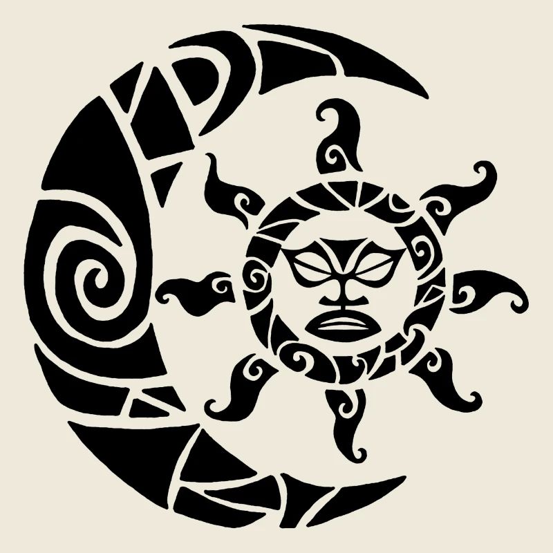 Moon, sun and nature (black)