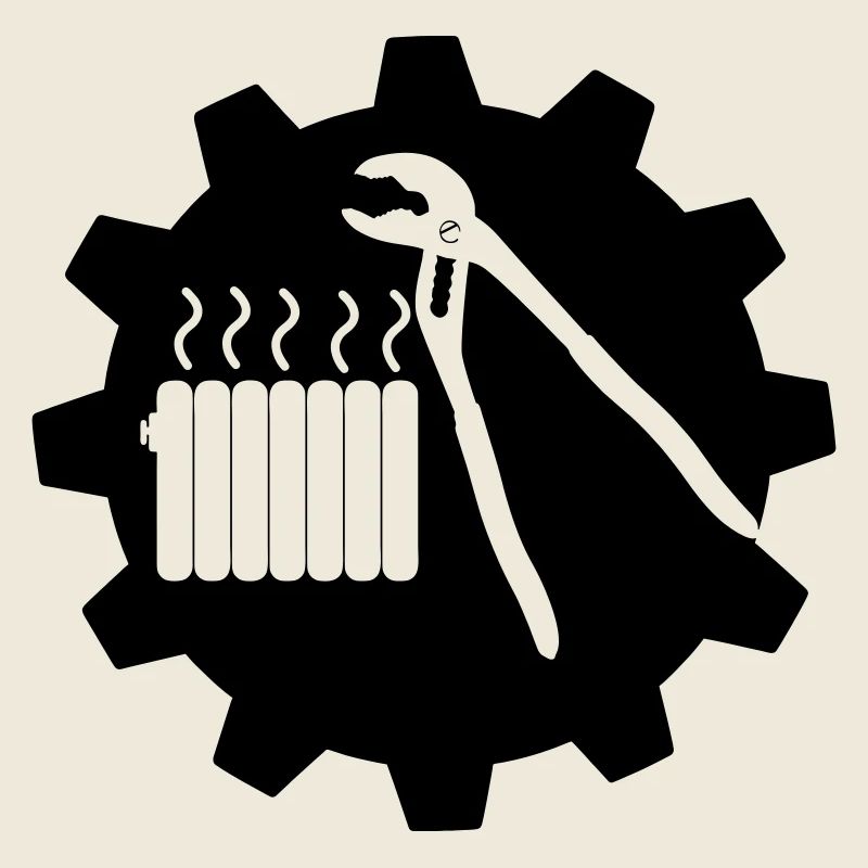 Logo de mécanicien de chauffage de travail d’équipe dans l’engrenage