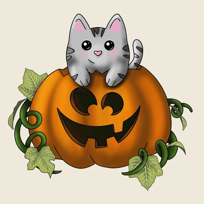 Cute cat in pumpkin
