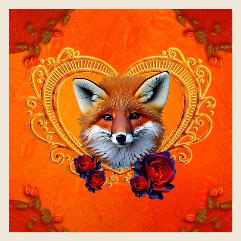 Merveilleuse tête de renard avec cœur