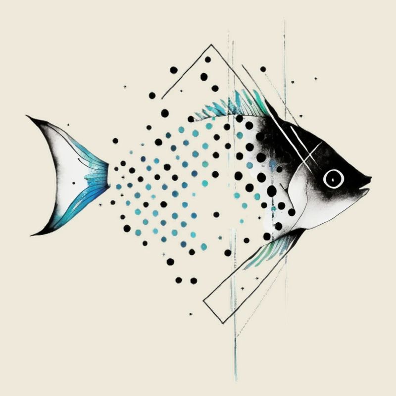 Geometrischer Fisch mit Blaustich