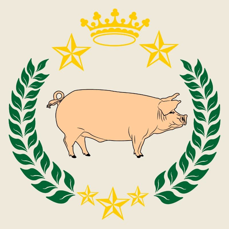 Cochon taché dans une couronne de laurier