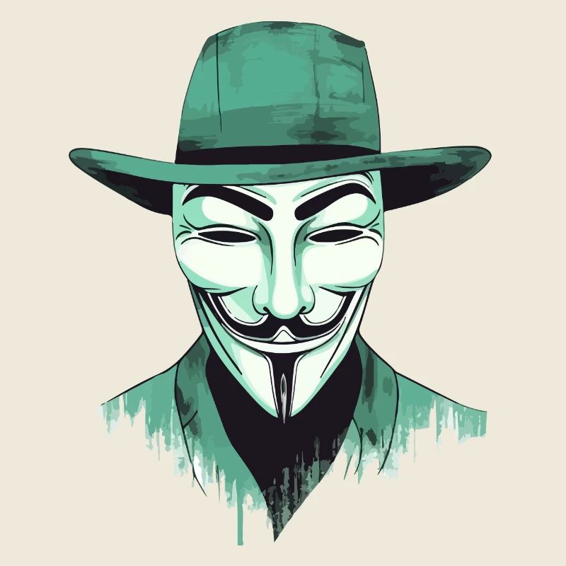 Masque anonymous stilisé, vert