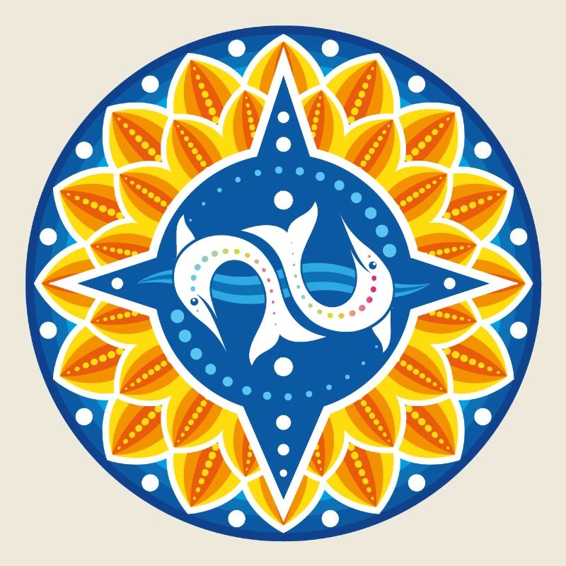 Wind rose dolphins petals waves