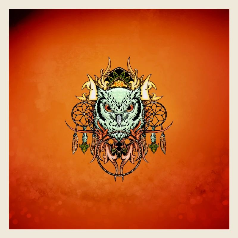 Elegant owl with dream catcher