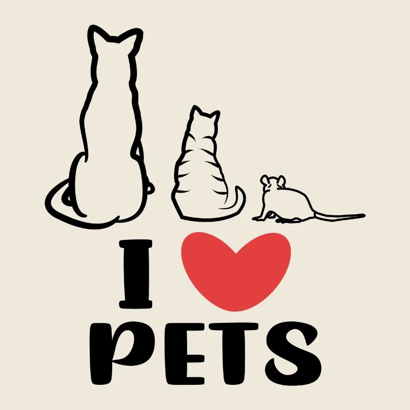 I Love Pets Cat Dog Mouse Statement Heart