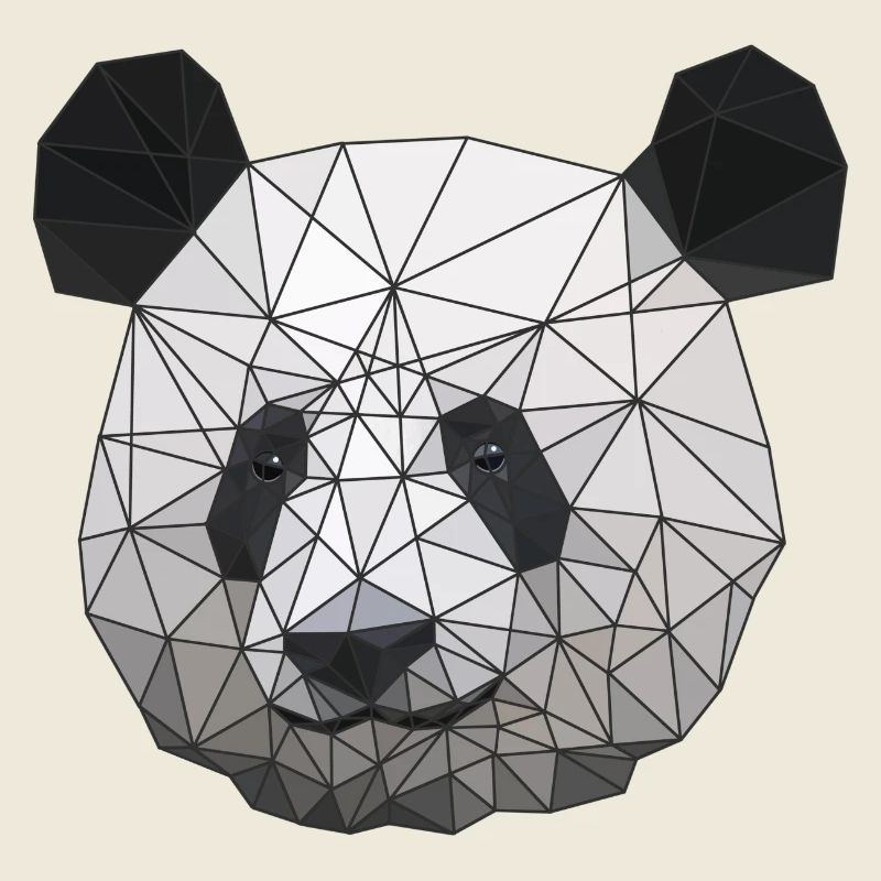 Polygonal Panda Bear Low Poly Art Triangle Shapes