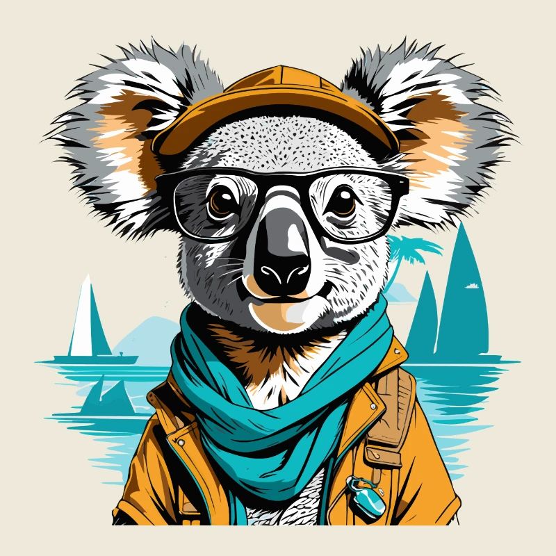 Expédition koala en bord de mer - illustration