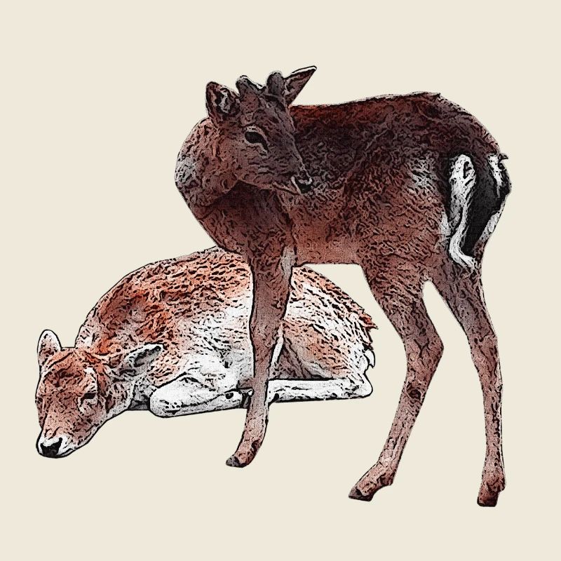 Hirschbabys, schenken Mädchen, niedlich