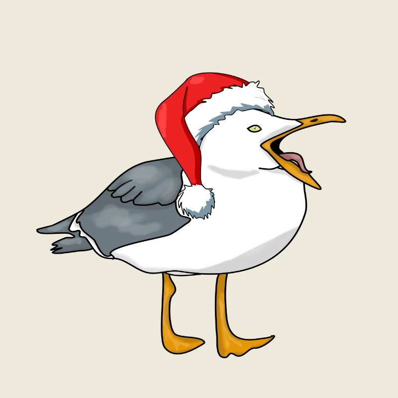 möwe mit weihnachtsmütze
