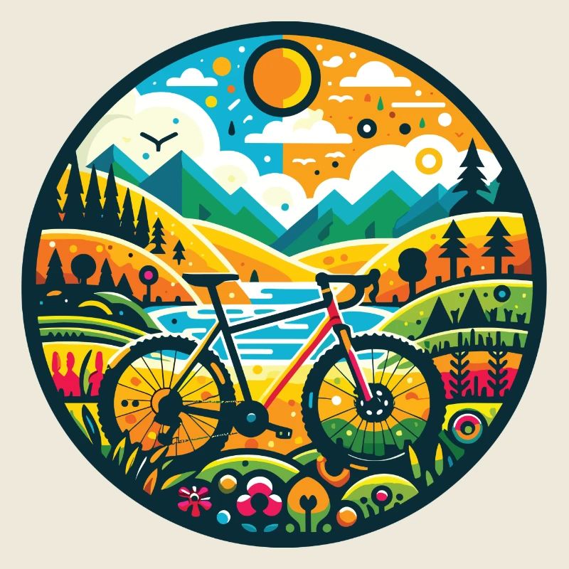 Illustration d’aventure en vélo de gravier
