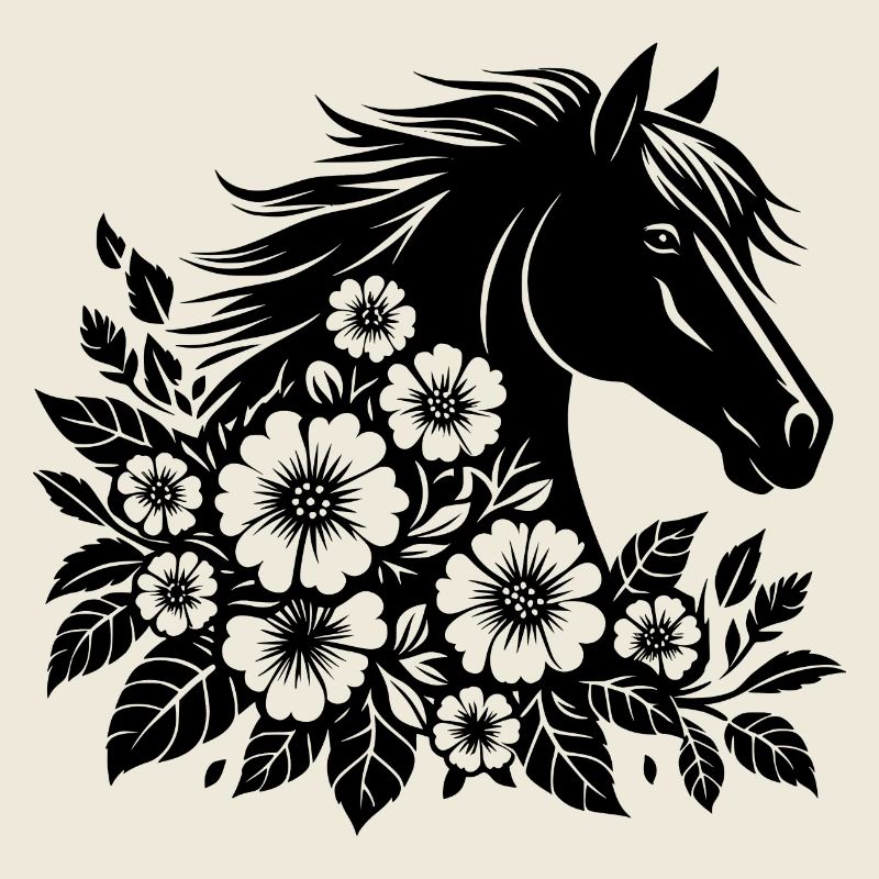 Tête de cheval avec des fleurs