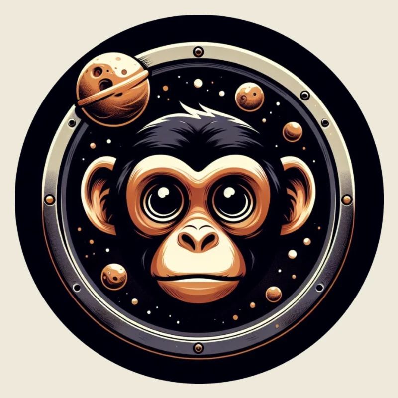 Monkey Porthole Window Astrology Stars Sky