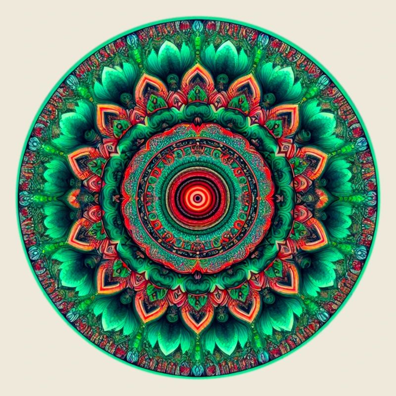 Mandala Neon Grün & Rot