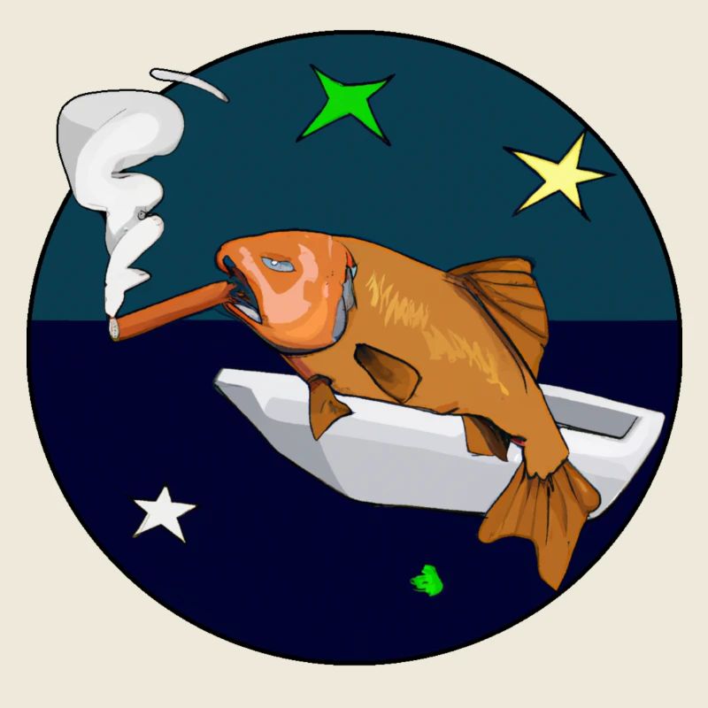 Poisson avec un cigare dans l’espace.