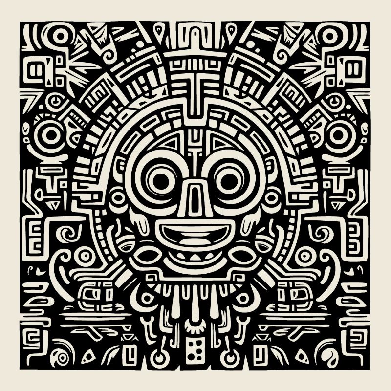 Inka, Azteken, Maya Muster, Artwork schwarz