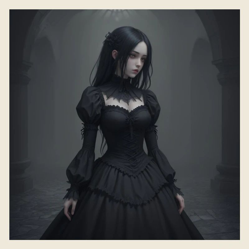 Gothic Viktorianisches Schwarzkleid