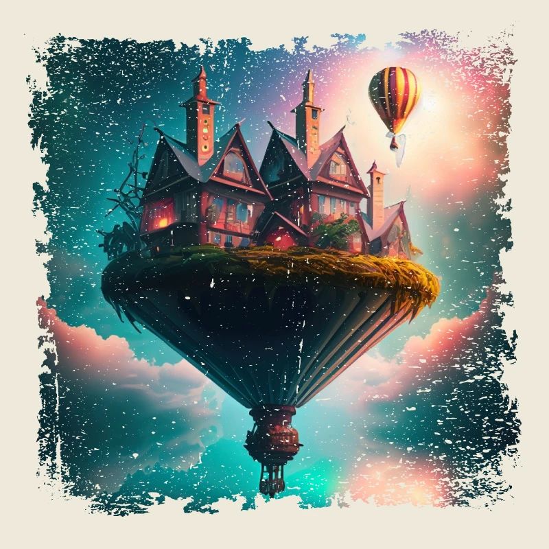 Fantasy schwebendes Dorf